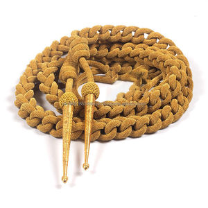 Aiguillette professionnelle de luxe personnalisable en double fil métallique avec épingle de sûreté et embouts métalliques dorés à double pointe pour uniforme - Product Image 2