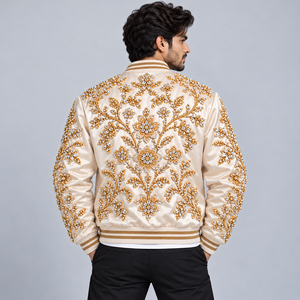 Chaqueta Bomber de Satén con Pedrería de Lujo, Estilo Diamante, con Cristales Brillantes, Elegante, para Fiestas Nocturnas, Ropa de Calle Moderna - Product Image 4