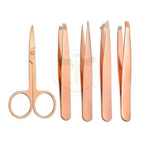 Ensemble de pinces à épiler professionnelles en acier inoxydable à pointe inclinée, logo personnalisé pour l'épilation des sourcils, couleur personnalisée - Product Image 2