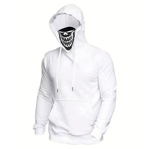 Sweat-shirt à capuche épais pour homme OEM, double capuche, style streetwear, masque ninja, coupe ample, tricoté, pour l'hiver - Product Image 1
