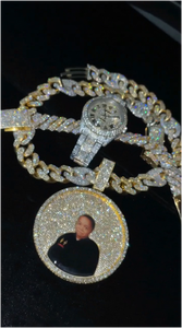 Collier avec pendentif photo personnalisé en moissanite, médaillons ronds de souvenirs, bijoux fins pour hommes, bijoux hip-hop, argent sterling 925 - Product Image 3