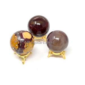 New Products Mukite Gemstone Sphere <b>Ball</b> <b>Crystal</b> Craft High Quality Mukite Sphere With Gold Plated Stand for Decoration - Product Image 1