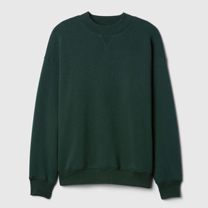 เสื้อสเวตเชิ้ตผู้หญิงทรงโอเวอร์ไซส์ สีเทา แบบเรียบ คอเต่า ตะเข็บวี ไหล่ตก ผ้าคอตตอนฟลีซหนานุ่ม - Product Image 3
