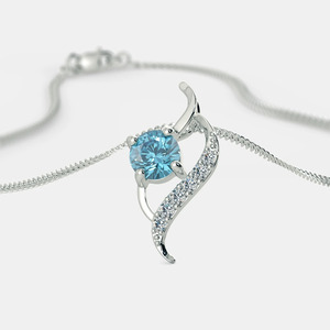 Collar con Colgante de Diamante Cultivado en Laboratorio con Topacio Azul y Oro Blanco - Product Image 6