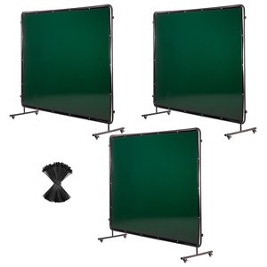 Schermo per saldatura a 3 pannelli 6x8ft in vinile ignifugo, dimensioni personalizzabili, 12 ruote, protezione di sicurezza - Product Image 1
