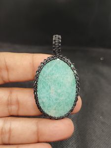 สร้อยคอจี้หินอะมาโซไนต์ทำมือสไตล์มาคราเม่โบราณ เครื่องประดับหินบำบัด ของขวัญสไตล์โบโฮมาคราเม่สำหรับผู้หญิง - Product Image 4