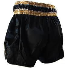 Shorts de boxe et de Muay Thai pour hommes, coupe classique, noir et rouge, respirants, séchage rapide, logo frontal sans couture, polyester - Product Image 3