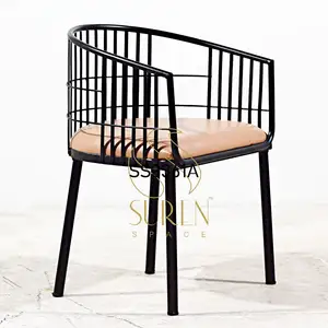 Indian Designer Handcrafted Iron Metal And Fabric Seating Chair Hotels And Restaurant Dining Chair