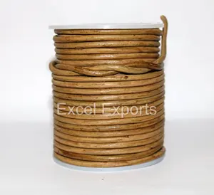 Cuerda redonda de cuero para hacer joyas, cordón de 2mm y 25 metros, manualidades y rollos para fabricación de joyas, venta al por mayor