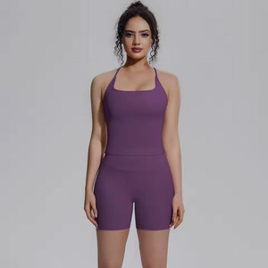 Conjunto Deportivo de Verano de 2 Piezas para Mujer, Top Deportivo, Chaleco de Yoga, Pantalones Cortos de Fitness Transpirables de Secado Rápido - Product Image 4