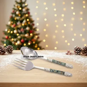Handmade Steel Salad <b>Server</b> with Wooden Enamel Coated Handle-Eco-Friendly Wholesale Price - Product Image 4