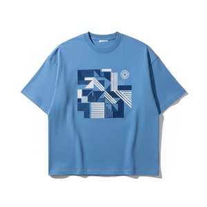 เสื้อยืดคอกลมโอเวอร์ไซส์ลำลองแขนสั้นสำหรับผู้ชาย ผ้าเจอร์ซีย์คอตตอน 100% ระบายอากาศได้ดี ไม่เป็นขุย น้ำหนัก 220 กรัม โลโก้ด้านหน้า สไตล์สตรีท - Product Image 1