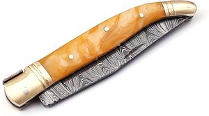 มีดพับ Laguiole Damascus Steel ด้ามไม้ คุณภาพสูงจากโรงงานโดยตรง ขายส่ง OEM ODM จำนวนมาก - Product Image 4