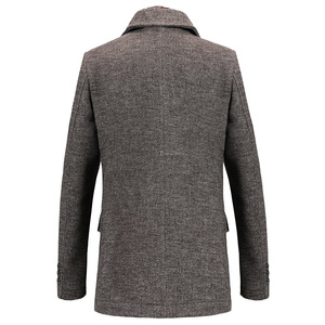 Abrigo de lana gris para mujer, cuello alto, largo, para invierno, elegante, cálido y liso. - Product Image 1
