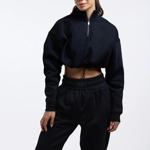 Sudaderas de Cuello Alto para Mujer, con Logotipo Personalizado OEM, de Primera Calidad, al Por Mayor, de Algodón, con Cierre de Cremallera, Talla Grande, Cómodas, a Bajo Precio - Product Image 1