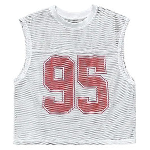 Men's Jersey Shirt Number Graphic Mesh Tank Top Football Sleeveless Crop Tops - Product Image 2