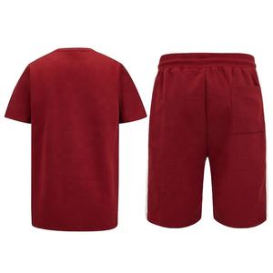 Chándal de algodón con logotipo personalizado para hombre, conjunto de pantalones cortos, camiseta y pantalón corto - Product Image 3