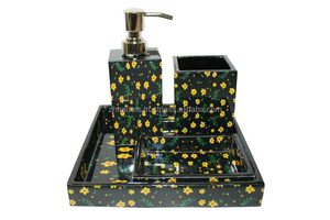 อุปกรณ์ตกแต่งห้องน้ำสีขาวด้วยกระเบื้องโมเสคและพิมพ์เคลือบหรูหราตู้ทำสบู่ทัมเบลอผู้ถือและถาด - Product Image 2