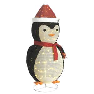 Figura Decorativa de Pingüino de Nieve Grande en Blanco y Negro con Iluminación, Hecha de Poliéster y Acero - Product Image 2