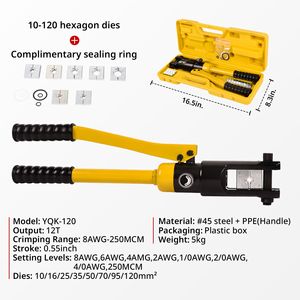 Set di Pinze Idrauliche Manuali per Crimpatura 8 AWG 4/0 AWG con 8 Paia di Matrici per Terminali e Capicorda in Acciaio - Product Image 2
