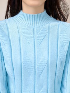 เสื้อคาร์ดิแกนไหมพรมคอเต่าแขนยาวทรงเข้ารูปสำหรับผู้หญิง สีพื้น แต่งลายดอกไม้ด้านหน้า สไตล์ลำลอง เหมาะสำหรับฤดูหนาว - Product Image 5
