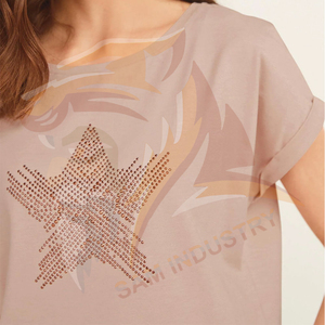 Ropa de Moda, Camiseta de Mujer, Nueva Colección, Fabricada en Algodón, Servicio OEM, Antiencogimiento, Camisetas de Mujer de Alta Calidad - Product Image 4