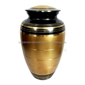 Urnas de cremación para adultos de latón clásico de alta calidad y superior con urnas funerarias de Metal con acabado de Color negro dorado para cenizas humanas - Product Image 5