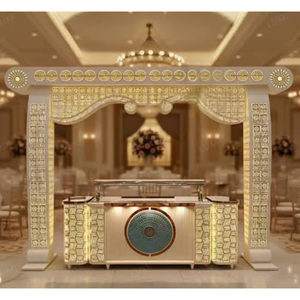 Conjunto de mostrador buffet de lujo en acero inoxidable con iluminación LED integrada - Product Image 2