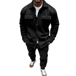 Chándal Negro para Hombre, con Capucha, Transpirable, Ligero, Informal, para Otoño, de Color Sólido, con Bolsillos Laterales, Corte Regular - Product Image 1