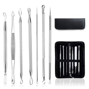 OEM Private Label Stainless Steel Acne Extractor Kit Professional Blackhead Remover <b>Tools</b> with PU Storage <b>Case</b> - Product Image 1