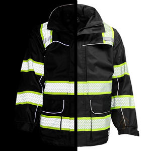 High Visibility Fluorescent Reflective Breathable Windproof Nylon <b>Waterproof</b> Quick Dry <b>Work</b> Jacket Safety Coat Hood for Road - Product Image 3