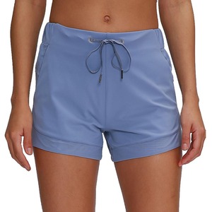 OEM Women Fitness Shorts Double Layered Running Shorts with Compression Inner Shorts <b>Drawstring</b> Laser Cut Ventilation - Product Image 3