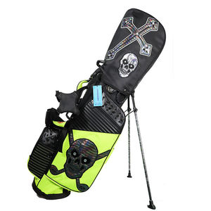 Sac de golf haut de gamme brodé crâne avec accents holographiques et mécanisme de support stable pour joueurs modernes - Product Image 4