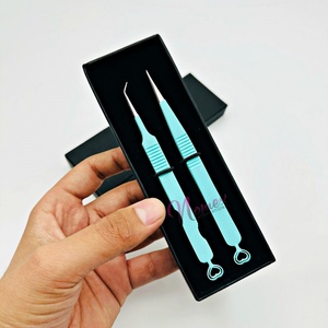 Pince à cils en acier inoxydable la plus populaire Pince à épiler à 45 degrés de la meilleure qualité et pince à épiler droite avec un beau cœur - Product Image 2