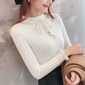 เสื้อสเวตเตอร์ลำลองทรงเข้ารูปสำหรับผู้หญิง คอทรงโอ แขนยาว ถักนิตติ้ง สวมใส่สบาย ระบายอากาศได้ดี สีพื้น เหมาะสำหรับฤดูใบไม้ร่วงและฤดูหนาว - Product Image 4