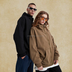 Sudadera con capucha de lana 350 Gsm de alta calidad para hombre, ropa de calle de invierno con cremallera de gran tamaño Unisex con impresión de logotipo personalizado - Product Image 1