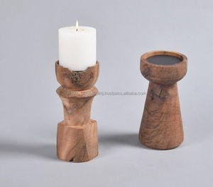 เชิงเทียนไม้มะม่วงตกแต่งที่วางเทียนไม้และโคมไฟจากอินเดีย - Product Image 3