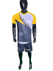 Camiseta de Fútbol Sublimada Personalizada, Jugador 00, Amarillo, Azul Marino, Blanco, Transpirable, de Secado Rápido, Poliéster, con Cordón, Manga Corta, Corte Regular - Product Image 1
