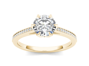 Anillo de Oro de 14K con Seis Puntas y Diamante Cultivado en Laboratorio de Corte Redondo de 1 Quilate, Certificado por IGI, Color E, Claridad VS1, para Boda, Compromiso o Aniversario - Product Image 1