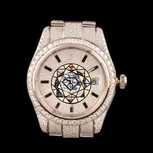 Reloj de Cuarzo para Mujer con Esfera Redonda Analógica, Brazalete de Acero Inoxidable, Chapado en Oro Sólido, Cristal de Zafiro, Cierre de Mariposas y Diamantes de Laboratorio - Product Image 2