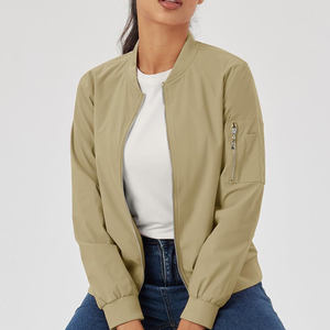 Women's Casual Wear Long Sleeve Bomber Jacket Quick Dry Breathable <b>Canvas</b> Fabric Factory Made Adult Size Bomber Jacket - Product Image 4