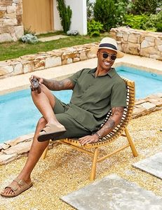 Conjunto de Camiseta sin Mangas y Pantalones Cortos para Hombre, Diseño Personalizado OEM, Lavado Ácido, Transpirable, Secado Rápido, 100% Poliéster, Ropa Deportiva Informal de Verano para Gimnasio - Product Image 1