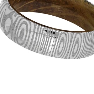 Damascus Steel <b>Ring</b> Koa <b>Wood</b> Turquoise Inlay <b>Mens</b> <b>Wedding</b> Band Comfort Fit Unique Pattern Groom Engagement Jewelry - Product Image 4