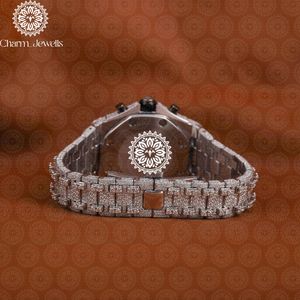 Reloj Mecánico de Lujo para Hombre Charm_Jewells, Caja Tonneau con Incrustaciones de Diamantes, Esfera Analógica de Acero Inoxidable, Cronógrafo de 42 mm - Product Image 3