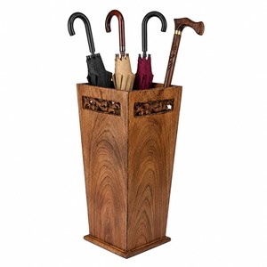 Porte-parapluie en bois de Sheesham sculpté - Artisanat indien en bois de rose, vente en gros - Product Image 2