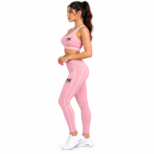 <b>Pink</b> 2 Piece <b>Gym</b> Workout <b>Set</b> Sports Bra & High Waist Leggings Compression yoga <b>Set</b> - Product Image 2