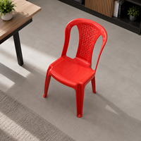 Chaise sans accoudoirs en plastique moderne, design 2026, empilable, dossier solide, couleur rouge, pour salon, extérieur, appartement, étanche, chambre à coucher, salle à manger