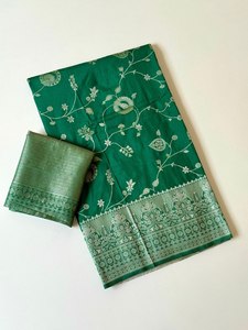 Sari en Nylon Viscose Premium, Sari en Crêpe Khaddi, Sari en Georgette, Sari Jacquard Meenakari, Sari de Luxe Teint à la Main, Sari à Tissage Jari Lourd - Product Image 3