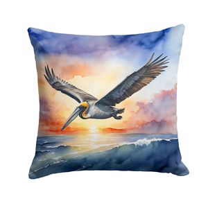 Pelican Fyling at Sunrise Decorative Throw <b>Pillow</b> Machine Washable for Indoor & <b>Outdoor</b> Use 18Hx18W for Couch Bed & Patio Decor - Product Image 1