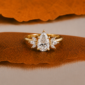 Anillo de Compromiso y Boda de Lujo con Halo de Perlas de 1.25 CT, Cultivadas en Laboratorio, Oro Sólido de 14K, Certificado IGI, con Piedras Laterales de 0.40 CT - Product Image 1